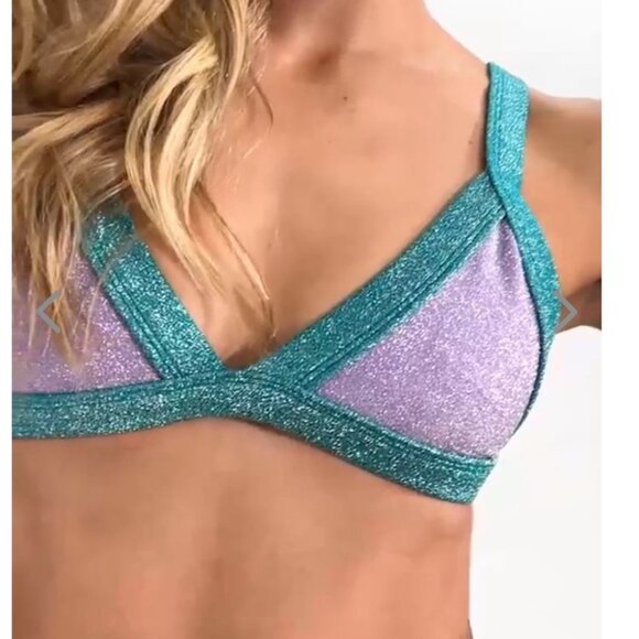NWT OneOne Swimwear Bikini SET Jena Sims Collab Turks Purple Blue Shimmer New - Picture 10 of 10